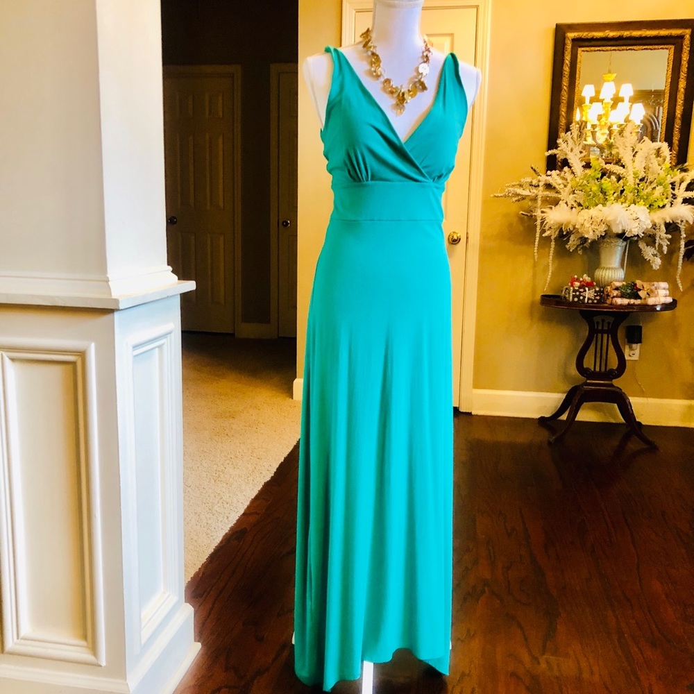 Ann Taylor Teal Maxi Dress M